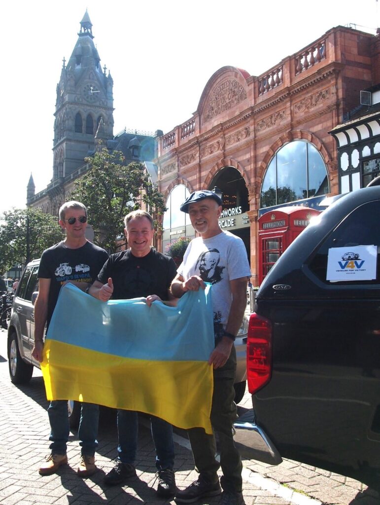 volunteers at the send-off for two of our vehicles leaving Chester for Ukraine